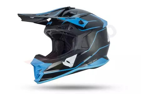 UFO Interpid casco moto cross enduro nero blu S-1