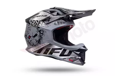 Kask motocyklowy cross enduro UFO Interpid Metal czarny szary S-2