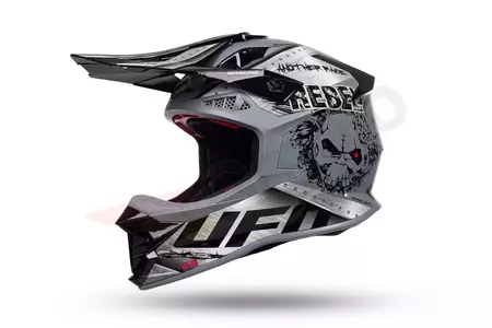 UFO Interpid Metal juodas pilkas XL motociklininko krosinis enduro šalmas - HE153XL