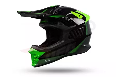 Kask motocyklowy cross enduro UFO Interpid szary czarny zielony Fluo M-1
