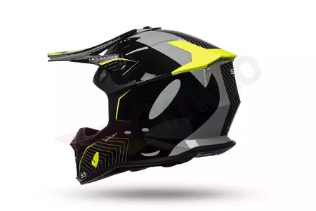 Kask motocyklowy cross enduro UFO Interpid szary czarny żółty Fluo L-3