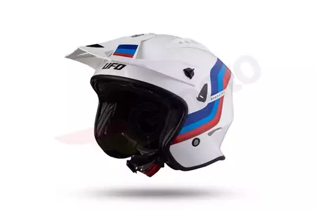 Jet Trial ATV UFO Shertan motorcykelhjelm med visir hvid rød blå L - HE147L