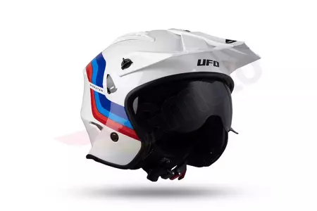 Jet Trial ATV UFO Shertan casco moto con visiera bianco rosso blu L-3