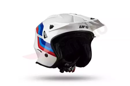 Jet Trial ATV UFO Shertan casco moto con visiera bianco rosso blu L-4