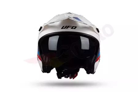 Jet Trial ATV UFO Shertan casco moto con visiera bianco rosso blu L-8