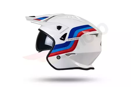 Jet Trial ATV UFO Shertan casco moto con visiera bianco rosso blu M-10