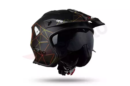 "Jet Trial ATV UFO Shertan" motociklininko šalmas su skydeliu, juodas XL-3