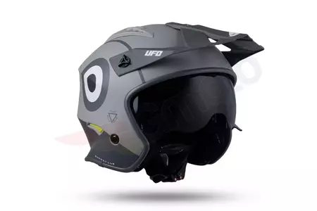 Capacete de motociclista Jet Trial ATV UFO Shertan com viseira cinzenta L-3