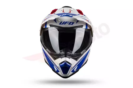 Kask motocyklowy Cross Enduro UFO Aries Tourer biały czerwony niebieski S-10