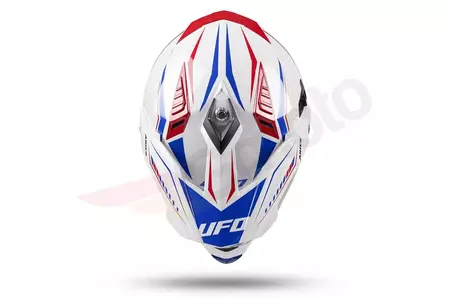 Kask motocyklowy Cross Enduro UFO Aries Tourer biały czerwony niebieski S-13