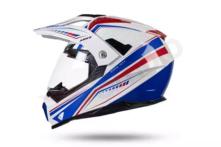 Cross Enduro casco de moto UFO Aries Tourer blanco rojo azul XS-11
