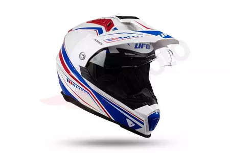 Cross Enduro casco de moto UFO Aries Tourer blanco rojo azul XS-3