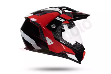 Cross Enduro UFO Aries Tourer motorcykelhjälm röd svart L-12