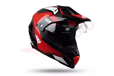 Cross Enduro UFO Aries Tourer motorcykelhjälm röd svart L-4