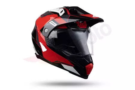 Cross Enduro UFO Aries Tourer motocikla ķivere sarkana melna L-6