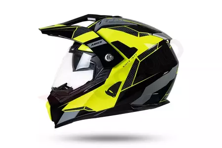 UFO Aries Tourer cross enduro motociklu ķivere pelēka melna dzeltena fluo XS-11