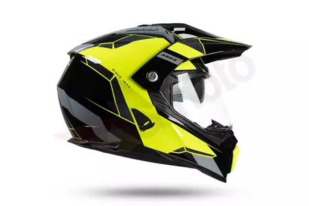 UFO Aries Tourer cross enduro motociklu ķivere pelēka melna dzeltena fluo XS-12