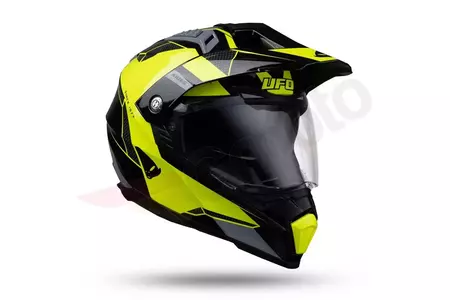 UFO Aries Tourer cross enduro motorcykelhjälm grå svart gul fluo XS-6