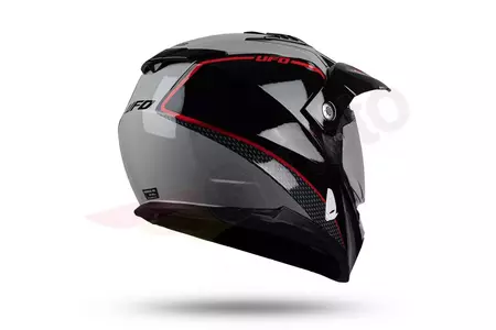 Casque moto Cross Enduro UFO Aries Tourer gris rouge noir L-9