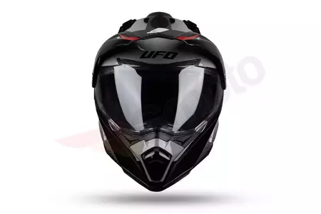 Cross Enduro UFO Aries Tourer motocikla ķivere pelēka sarkana melna S-11
