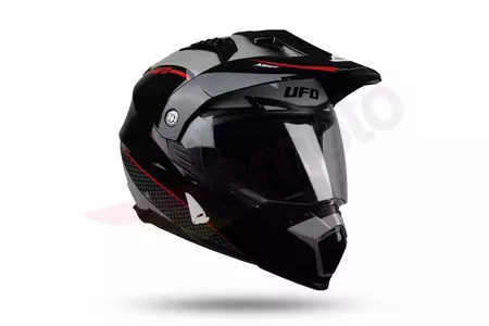 Cross Enduro UFO Aries Tourer motocikla ķivere pelēka sarkana melna S-4