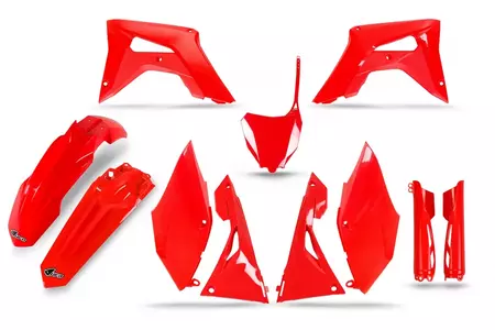 Conjunto de plásticos UFO Honda CRF 250R 18-21 CRF 450R 17-20 vermelho incluindo capas de amortecedores e decalques - HOKIT126111