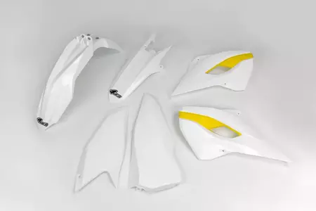 Komplet plastików UFO Husqvarna TE FE 125 250 300 350 450 15 biały żółty - HUKIT615999