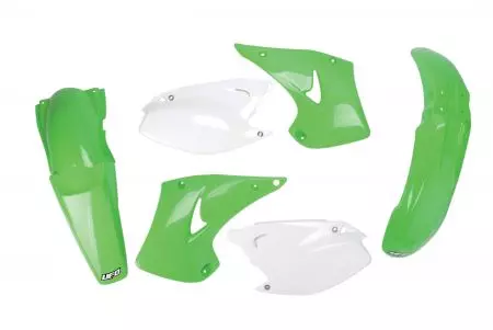 Komplet plastików UFO Kawasaki KX 125 250 05-10 zielony biały - KAKIT202999