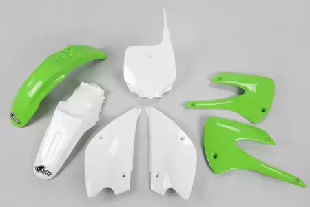 Komplet plastików UFO Kawasaki KX 85 01-13 zielony biały - KAKIT218K999