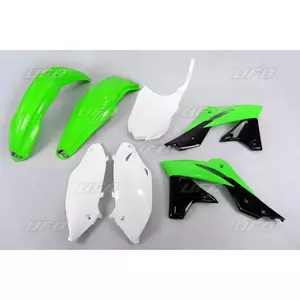Jeu de plastiques UFO Kawasaki KXF 250 13-16 vert blanc-1