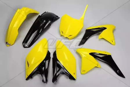 Sæt af UFO-plast Suzuki RMZ 250 14-18 OEM gul sort - SU416E999