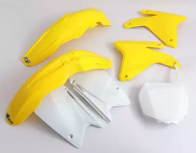 Conjunto de plástico UFO Suzuki RMZ 450 05-06 OEM amarelo branco-1
