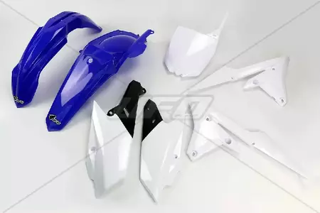 Set de materiale plastice UFO Yamaha YZF 250 450 14-17 OEM alb albastru - YA318E999