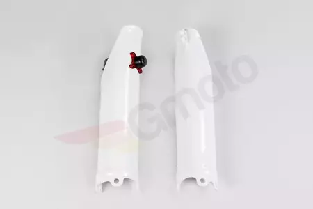 Coberturas dos amortecedores dianteiros UFO com mecanismo de bloqueio Honda CRF 250 10-17 CRF 450 09-12 branco - HO04642041