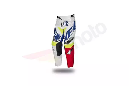 Motocyclette cross enduro pantalon UFO Proiect alb albastru roșu galben Fluo XL-1
