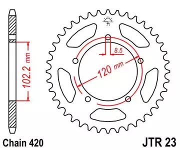 Piñón trasero JT JTR23.47, 47z tamaño 420 - JTR23.47