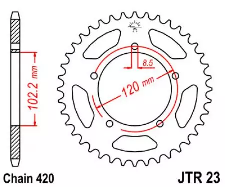 Bakre kedjehjul JT JTR23.47, 47z storlek 420-2