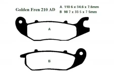 Komplet (2 szt.) klocków hamulcowych Gold Fren 210K5-1