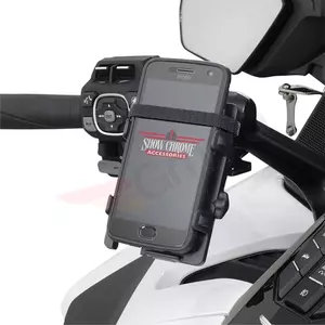 Držák telefonu/GPS s klipem na řídítka Zobrazit Chromovaný-2