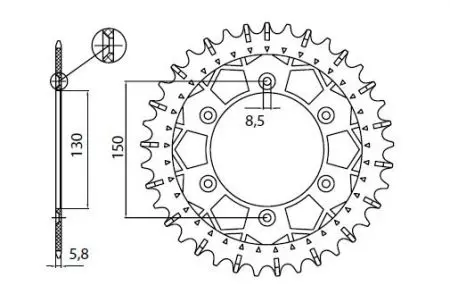 Sunstar Works-Z bakre kedjehjul i stål SUNR3-3592-51 storlek 520 (JTR251.51)-2