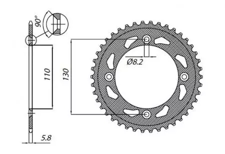 Sunstar bakre kedjehjul i stål SUNR1-1456-50 storlek 420-2