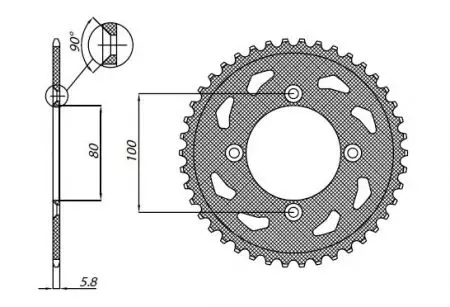 Sunstar bakre kedjehjul i stål SUNR1-1308-43 storlek 420 (JTR1214.43)-2