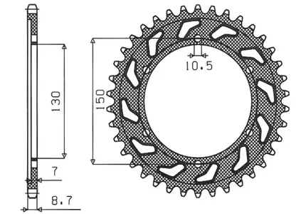 Sunstar bakre kedjehjul i stål SUNR1-8601-47 storlek 532 - 1-8601-47