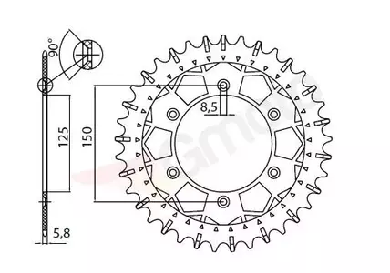 Sunstar Works-Z bakre kedjehjul i stål SUNR3-3547-46 storlek 520 (JTR897.46) - 3-3547-46