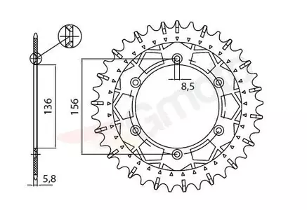 Sunstar Works-Z стоманено задно зъбно колело SUNR3-3631-48 размер 520-1