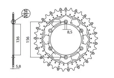 Sunstar Works-Z стоманено задно зъбно колело SUNR3-3631-48 размер 520-2
