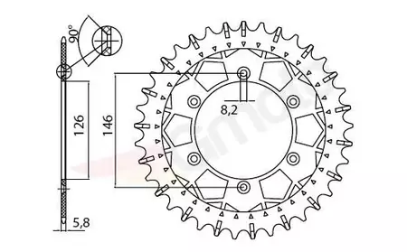 Sunstar Works-Z bakre kedjehjul i stål SUNR3-3577-51 storlek 520 (JTR808.51) - 3-3577-51