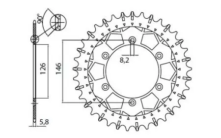 Sunstar Works-Z bakre kedjehjul i stål SUNR3-3577-51 storlek 520 (JTR808.51)-2