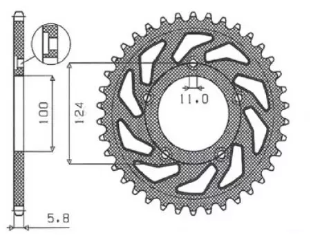 Zadné hliníkové reťazové koleso Sunstar SUNR5-3437-37 veľkosť 520 - 5-3437-37
