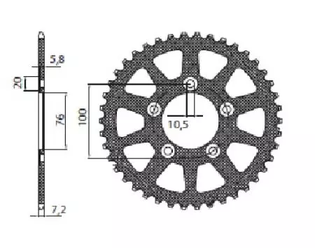 Zadné hliníkové reťazové koleso Sunstar SUNR5-4216-43 veľkosť 525-2
